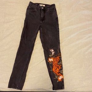 Top shop embroidered mom jeans